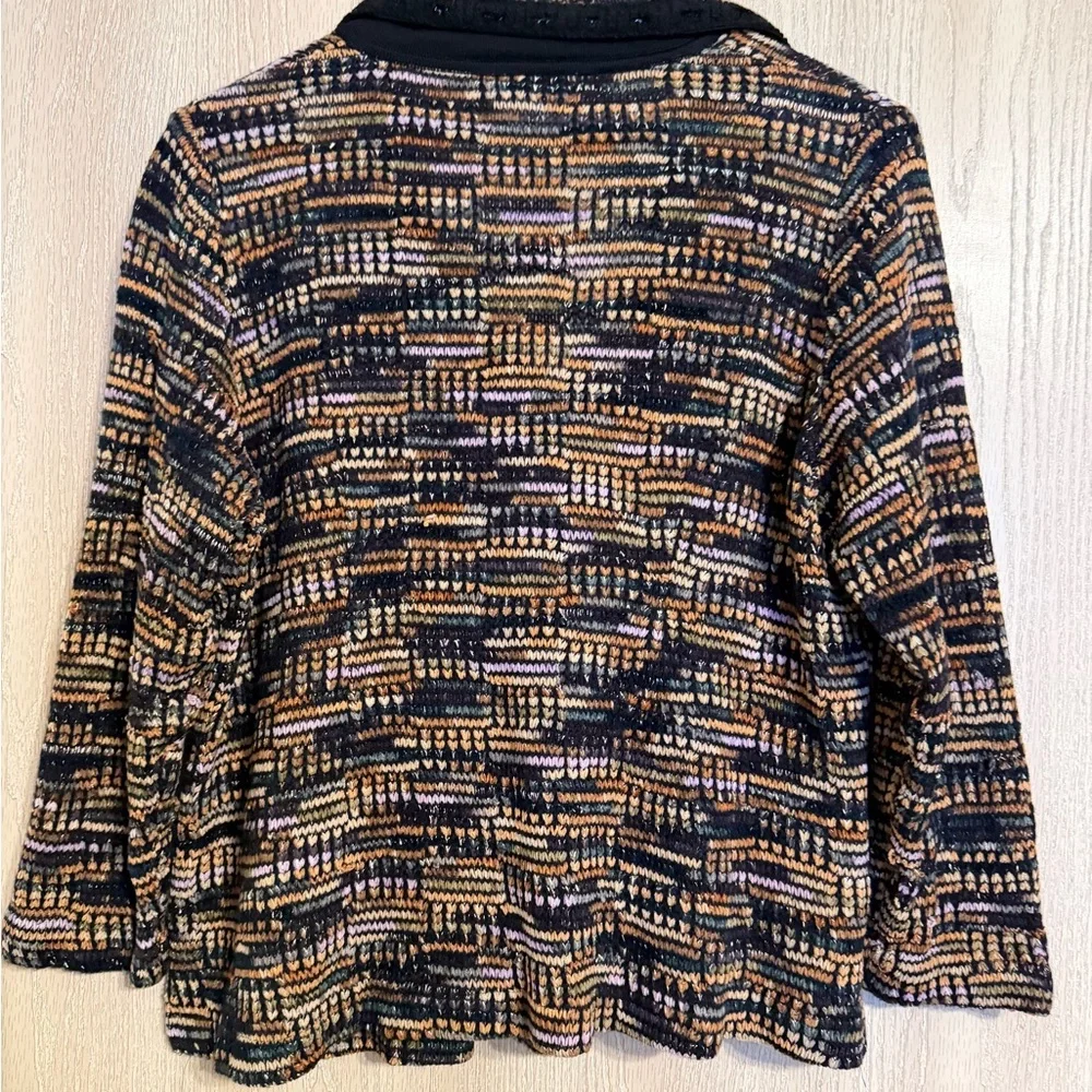 Misook Black and Gold Patterned Women's Blazer Sweater - Picture 6 of 8